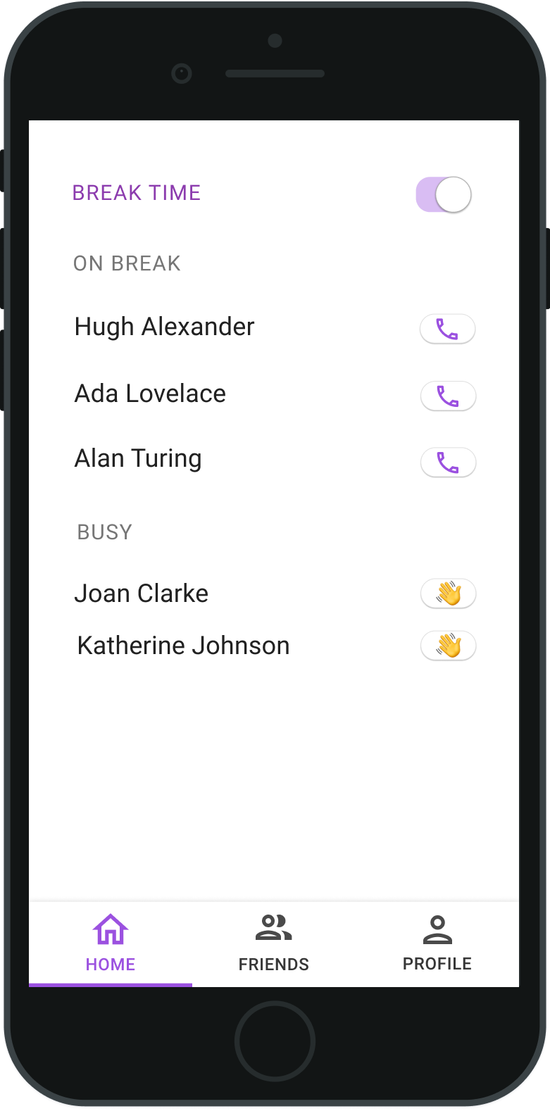 iPhone screen of app